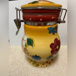 Oneida Sunset Bouquet Airtight Coffee CanisterCeramic